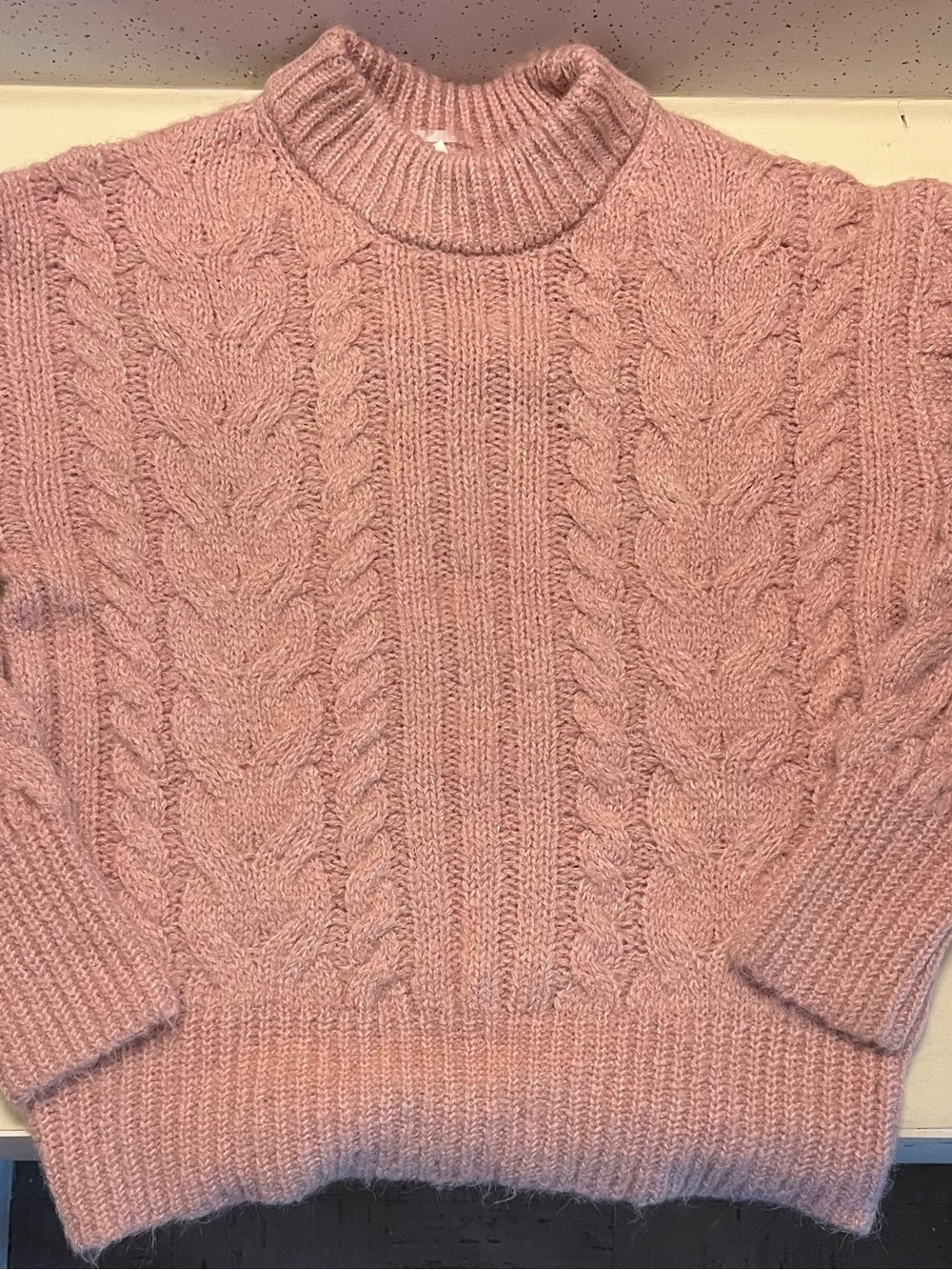 a new day Pink Cable-Knit Mock Neck Sweater